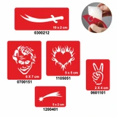 Zafer Modelleri 5'li Set Geçici Dövme Kına Şablonu - 1
