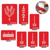 Çiçekli Kubbe 5'li Set Geçici Dövme Kına Şablonu thumbnail 1