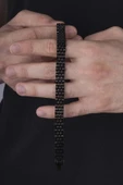 Gümüş Pazarım Siyah Kordon Model Çelik Erkek Bileklik thumbnail 3
