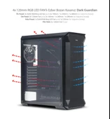 Dark GUARDIAN 4x12cm Dual RGB Fan USB3.0 T-Glass ATX Oyuncu Kasası - 2