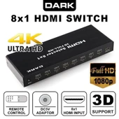 Dark DK-HD-SW8X1 Full HD 8 Giriş 1 Çıkışlı Uzaktan Kumandalı HDMI Switch (Seçici) - 2