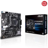 Asus Prime A520M-K AMD AM4 64GB DDR4 4600Mhz M2 Vga-Hdmi mATX Anakart - 1