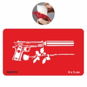 Susturucu Silah ve Gül  Tattoo Geçici Dövme Şablonları Kına Kalıpları thumbnail 1