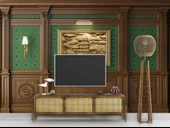 3D Ahşap Kaplama Duvar Görünümlü Duvar Kağıdı Baskı thumbnail 3