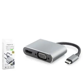 HADRON HDX7839 TYPE-C TO HUB HDTV 4K 30HZ + TYPE-C + USB + VGA 4IN1 GRİ - 1