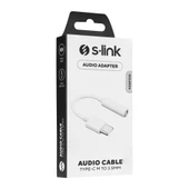 S-link SL-TA50 Beyaz Type-C M to 3.5mm Audio F 20cm Çevirici - 2