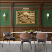 3D Ahşap Kaplama Duvar Görünümlü Duvar Kağıdı Baskı thumbnail 5