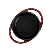 Lava Döküm Yuvarlak Sahan Döküm Demir Yekpare Çift Kulplu Çap(Ø)12cm.-Bordo thumbnail 3