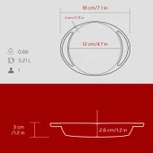 Lava Döküm Yuvarlak Sahan Döküm Demir Yekpare Çift Kulplu Çap(Ø)12cm.-Bordo thumbnail 5