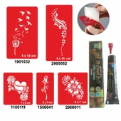 Tüy ve Çiçek Desenleri Hint Kınası ile Geçici Dövme Yapma Seti thumbnail 1