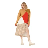 Kadın Açık Haki Dokuma Etek 1678273 thumbnail 3