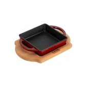 Lava Döküm Kare Sahan Döküm Demir Yekpare Çift Kulplu Kayın Servis Ahşabı Ölçü 12x12cm.-Bordo thumbnail 2