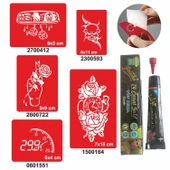 İbre Hız Desenleri Hint Kınası ile Geçici Dövme Yapma Seti thumbnail 1