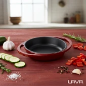 Lava Döküm Yuvarlak Sahan Döküm Demir Yekpare Çift Kulplu Çap(Ø)12cm.-Bordo thumbnail 7