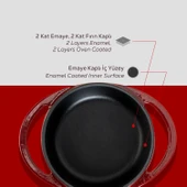 Lava Döküm Yuvarlak Sahan Döküm Demir Yekpare Çift Kulplu Çap(Ø)12cm.-Bordo thumbnail 6