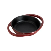 Lava Döküm Yuvarlak Sahan Döküm Demir Yekpare Çift Kulplu Çap(Ø)12cm.-Bordo thumbnail 2