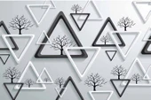 3 Boyutlu Beyaz Üçgen Ağaç Motifli Duvar Kağıdı thumbnail 7