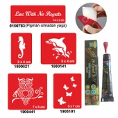 Kuş ve Balık Desenleri Hint Kınası ile Geçici Dövme Yapma Seti - 1