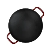 Lava Döküm Yuvarlak Wok Döküm Demir Yekpare Çift Kulplu Çap(Ø)38cm.-Bordo - 3