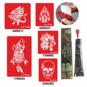 Vahşi Alev Desenleri Hint Kınası ile Geçici Dövme Yapma Seti thumbnail 1