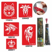 Vahşi Tribal Desenleri Hint Kınası ile Geçici Dövme Yapma Seti - 1