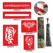 Tribal Zincir Desenleri Hint Kınası ile Geçici Dövme Yapma Seti thumbnail 1