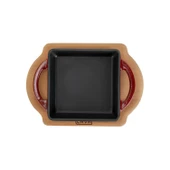 Lava Döküm Kare Sahan Döküm Demir Yekpare Çift Kulplu Kayın Servis Ahşabı Ölçü 12x12cm.-Bordo thumbnail 3