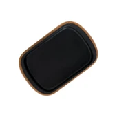 Lava Döküm Dikdörtgen Servis Tabağı ve Kayın Servis Ahşabı. Ölçü 32x20cm.-Bordo thumbnail 3