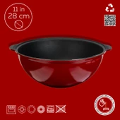 Lava Döküm Yuvarlak Özbek Kazanı / Tencere. Döküm Demir Yekpare Kulplu Çap(Ø)28cm.-Bordo thumbnail 4