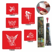 Melek ve Kanat Desenleri Kına ile Geçici Dövme Yapma Seti - 1