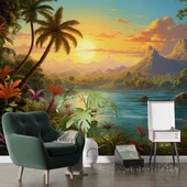 Göl ve Tropikal Manzaralı Duvar Kağıdı thumbnail 6