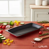 Lava Döküm Dikdörtgen Servis Tabağı Ölçü 30x15cm.-Bordo thumbnail 7