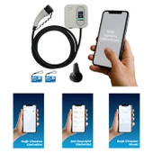 Elektrikli Akıllı Araç Şarj İstasyonu 22 KW Duvar Tipli 5 Metre Kablo Mobil Uygulamalı HCDK-22 RFID thumbnail 3