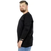 Büyük Beden Erkek Tshirt Likralı Bisiklet Yaka 20102 Siyah - 2