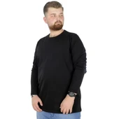 Büyük Beden Erkek Tshirt Likralı Bisiklet Yaka 20102 Siyah - 1