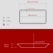 Lava Döküm Dikdörtgen Servis Tabağı Ölçü 30x15cm.-Bordo thumbnail 5