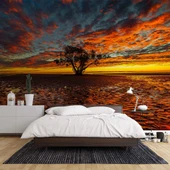 Bulut Ağaç Günbatımı Manzaralı Duvar Kağıdı thumbnail 2