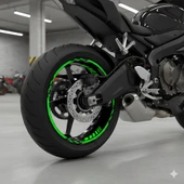 Çınar Extreme PRO Serisi Floresan Neon Yeşil Motor Jant Sticker Seti | 16"-17"-18" İç-Dış Jant Şerit Takımı | Suya ve Güneşe Dayanıklı - 2