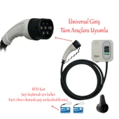 Elektrikli Akıllı Araç Şarj İstasyonu 22 KW Duvar Tipli 5 Metre Kablo Mobil Uygulamalı HCDK-22 RFID thumbnail 5