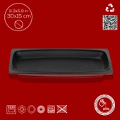 Lava Döküm Dikdörtgen Servis Tabağı Ölçü 30x15cm.-Bordo thumbnail 4