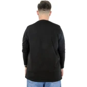 Büyük Beden Erkek Tshirt Likralı Bisiklet Yaka 20102 Siyah - 3