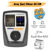 Elektrikli Wallbox Araç Şarj İstasyonu EMEV 22 kW 3 Faz Type-2 Soket Duvar Tip Mobil Uygulama RFID thumbnail 2