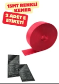 Kırmızı Renk Emniyet Kemeri 15mt. (Etiket Hediyeli) - 1