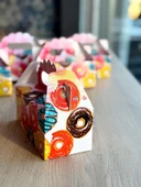 Macaron Kutusu 25 'li El Tutmalı Çanta Doğum Günü Hediye Kutusu Pasta Kutusu - 8