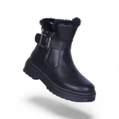 Skuaıter 24064 Plct Cilt Siyah Kız Çocuk Düz Bot thumbnail 1