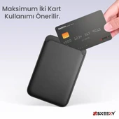 Sneezy İphone 15-15 Plus-15 Pro-15 Pro max Uyumlu Birinci Sınıf Magsafe Cüzdan Magsafe Deri Kartlık  Siyah - 3