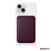 Sneezy İphone 15-15 Plus-15 Pro-15 Pro max Uyumlu Birinci Sınıf Magsafe Cüzdan Magsafe Deri Kartlık  Mor - 4