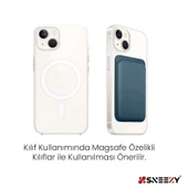 Sneezy İphone 15-15 Plus-15 Pro-15 Pro max Uyumlu Birinci Sınıf Magsafe Cüzdan Magsafe Deri Kartlık  Petrol Mavi - 2