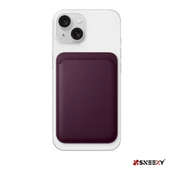 Sneezy İphone 13 Mini-13-13 Pro-13 Pro max Uyumlu Birinci Sınıf Magsafe Cüzdan Magsafe Deri Kartlık  Mor - 4