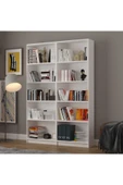 5 Raflı (5 BÖLMELİ) 2 Modüllü Kitaplık Çalışma Odası Ofis Modern Dekoratif Kitaplık  Beyaz thumbnail 1